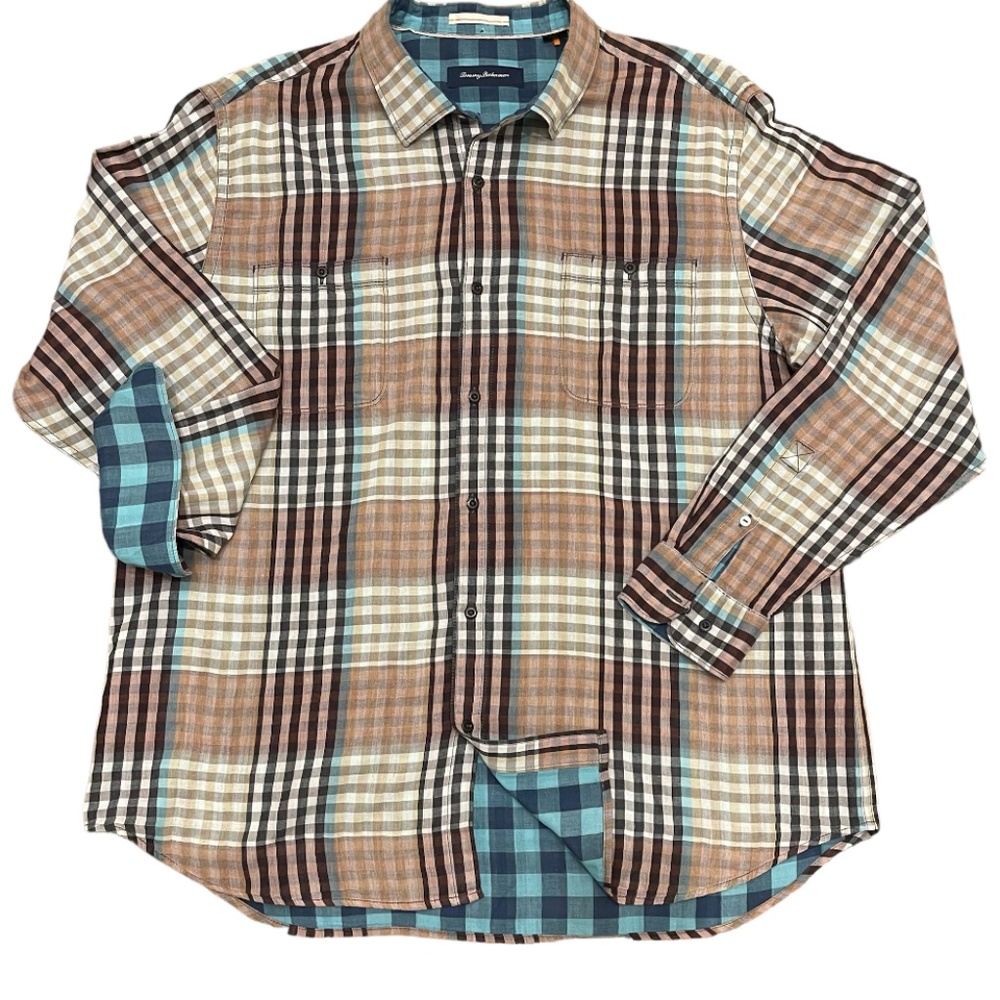 Tommy Bahama plaid shirt EUC